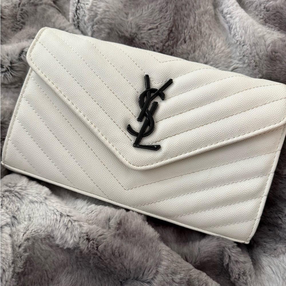 Yves Saint Laurent Cream Quilted Clutch